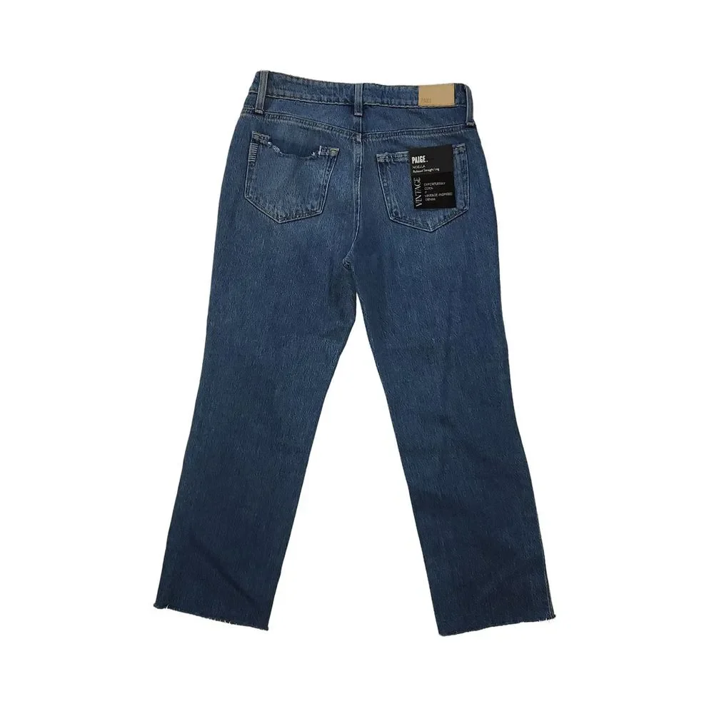 Paige Women's Noella‎ Distressed Jeans Mid Rise Relaxed Straight Leg Size 25
